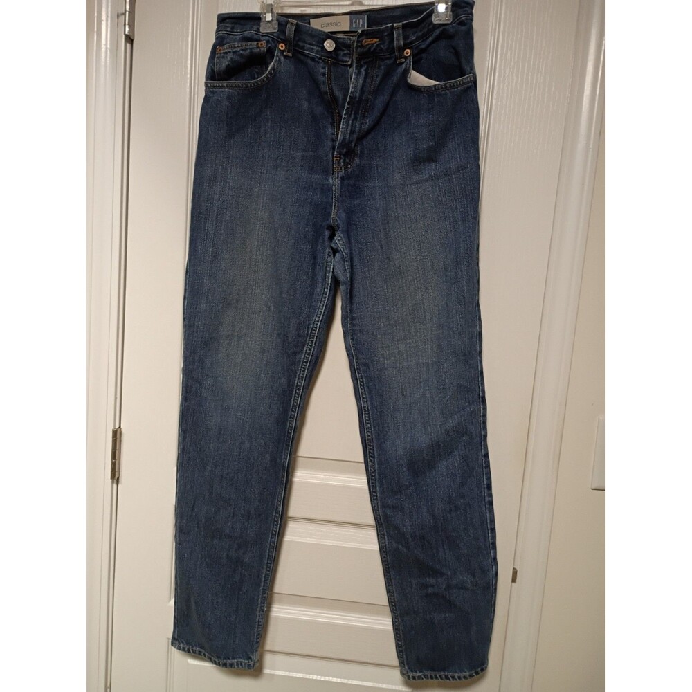 GAP Classic Vintage Womens 12 Reg Blue Denim Jeans High Rise Straight Leg